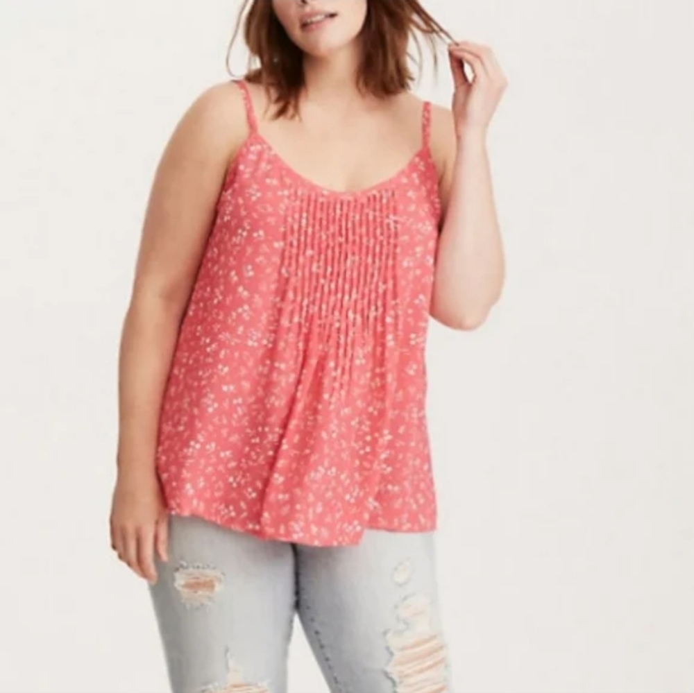Torrid Floral Pleated Pink Swing Cami